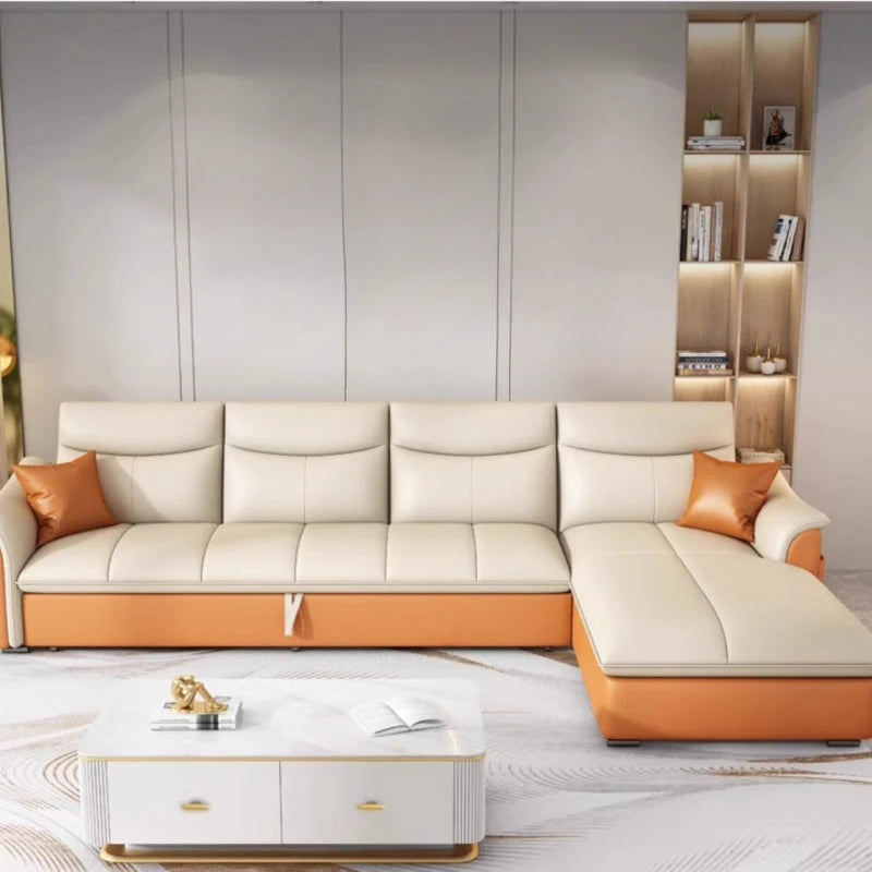 Leather Fancy Sofa Bed Modern Luxury Nordic Daybed Sofa Lounge Floor Divani Da Soggiorno Canape Lit Apartment Furniture