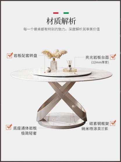 Minimalist Stone Plate round Dining Tables and Chairs Set Affordable Luxury Style Bright Dining Table Home