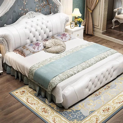 Royal European Double Bed Whitr High End Loft Frames Double Bed King Size Royal Luxury Leather Base Decama Matrimonial Furniture