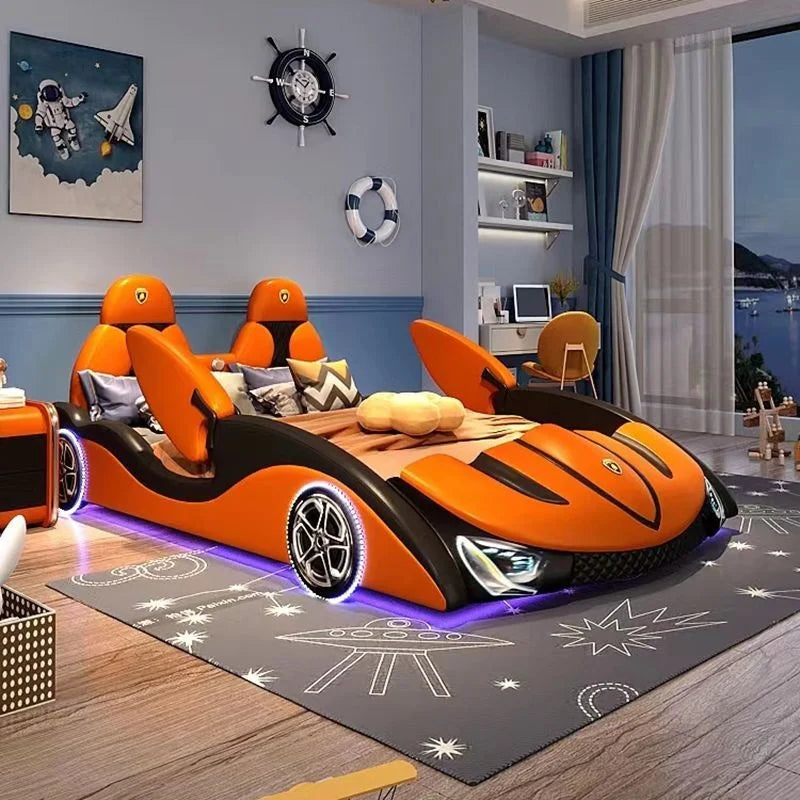 Wood Luxury Modern Double Bed Nordic Kids Master King Size Children Car Bed Frame Design Sleeping Cama Box Casal Home Furniture