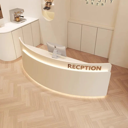 Curve Front Reception Desks Counter Information Mobile Modern Simple Reception Desks Service Bureau Meuble Office Furniture