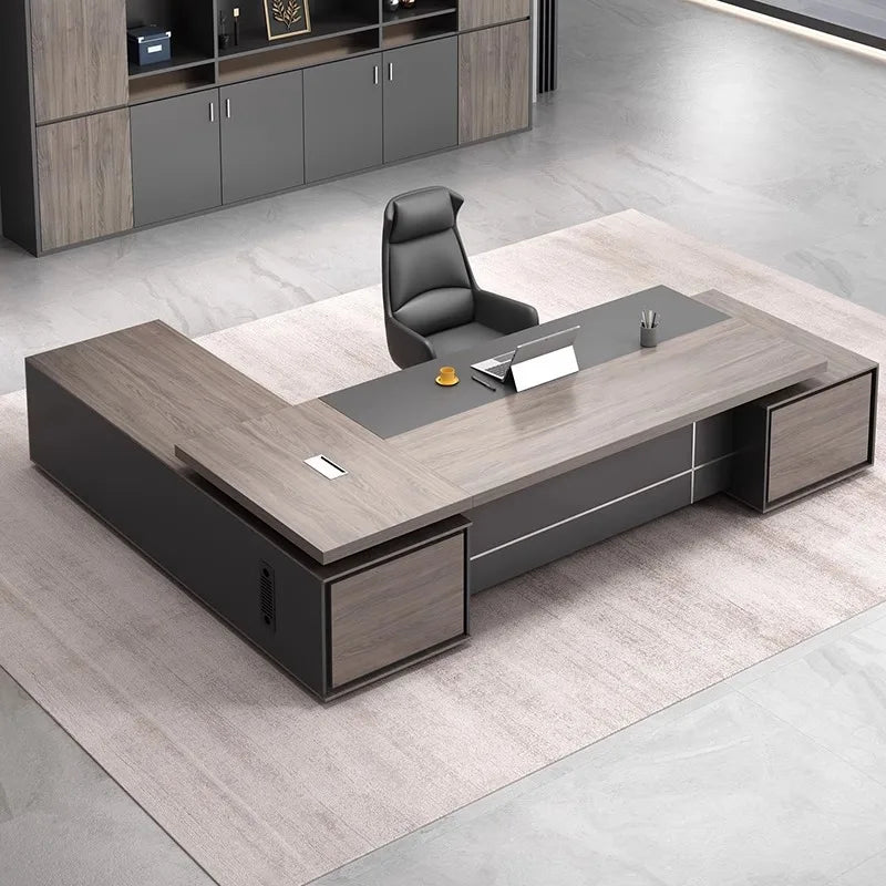 Corner Drawers Office Desk Workstation Luxury L Shape Work Table Executive Meeting Escritorios De Oficina Office Furniture