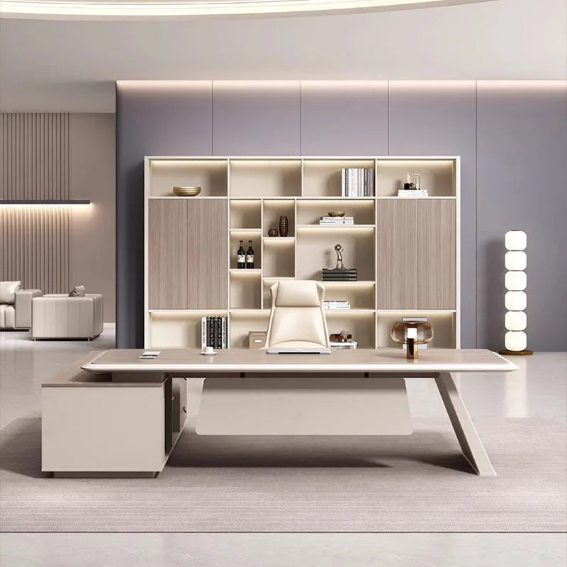 Executive Reception Office Desk European Luxury Modern Floor Computer Desks L Shaped Organizers Mesa De Escritorio Furniture