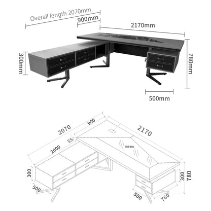 Leather decoration desk advanced gray modern office furniture table and chair combination leather decoration executive desk