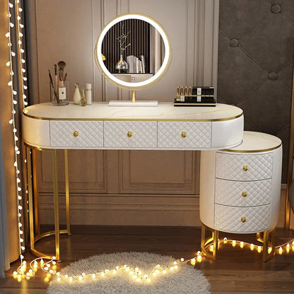 White Women Makeup Vanity Table Drawer Mirror Dresser Stand Makeup Table Storage Cabinet Coiffeuse Miroir Home Furniture