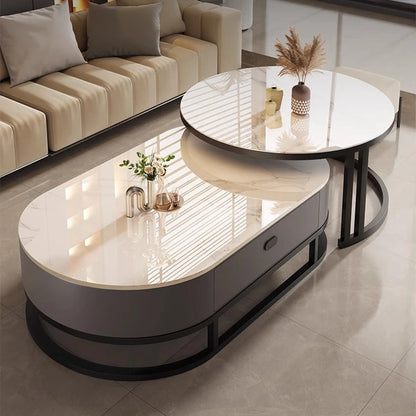 Dining Legs Metal Coffee Table Storage Simple Center Gold Coffee Table Marble Glass Floor Mesa Auxiliar Salon Home Furniture