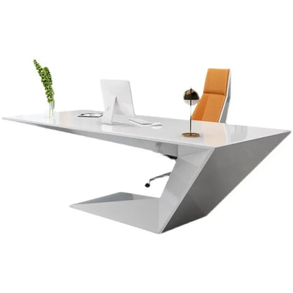 White Executive Modern Aesthetic Luxury  Ergonomic Mesa Escritorio Furniture