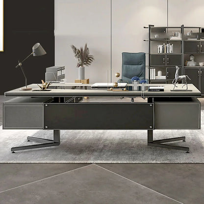 European Luxury Office Desk Supplies Glass Long Writing Computer Desksreception Drawers Mesa De Computador Modern Furnitures