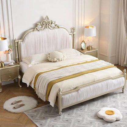 Queen European Style Double Bed Luxury Kids White Modern Full Size Twin Bed Girls Bedroom Design Cama Fruniture For Bedroom Sets