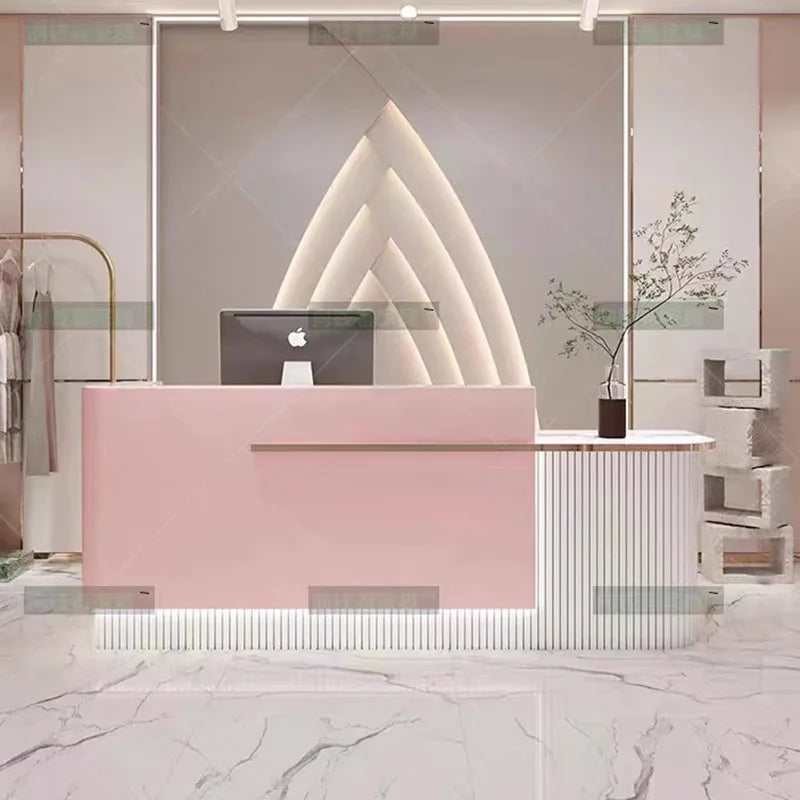 White Counter Reception Desks Beauty Salon Church Shop Pulpit Reception Desks Commercial Bureau Meuble Office Desk Furniture