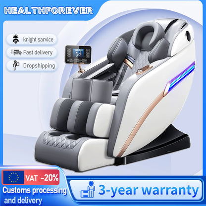 Luxury Heating Massage Chair Jade Massage Head Touch screen Full Body and Recliner Zero Gravity Shiatsu Heat Foot Massager