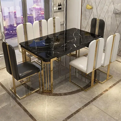 Light Luxury Dining Set 6 Chairs With Modern Table For Large Apartment Home Furniture Exotic Accessories High-End Restaurant