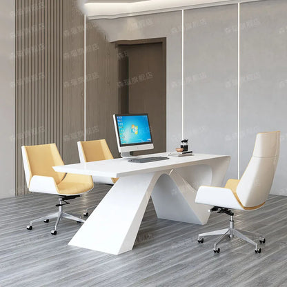 Simple Modern Office Desk Standing European Executive Reception Floor Writing Computer Desk Long Legs Mesa Escritorio Furniture