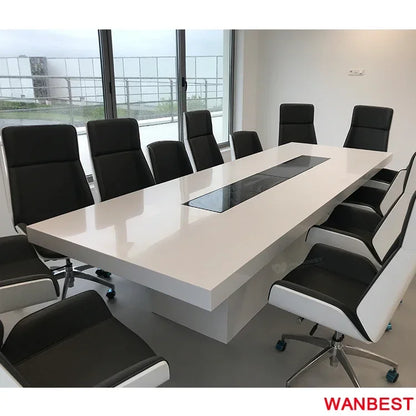 Hot Sale Portable Marble White Office Conference Room Furniture Negotiation Table For 10 Person