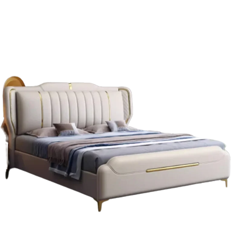 Nordic Luxury Kids Double Bed Modern Wood King Size Frame Double Bed Wood Sleeping Camas Matrimonial Furniture For Bedroom