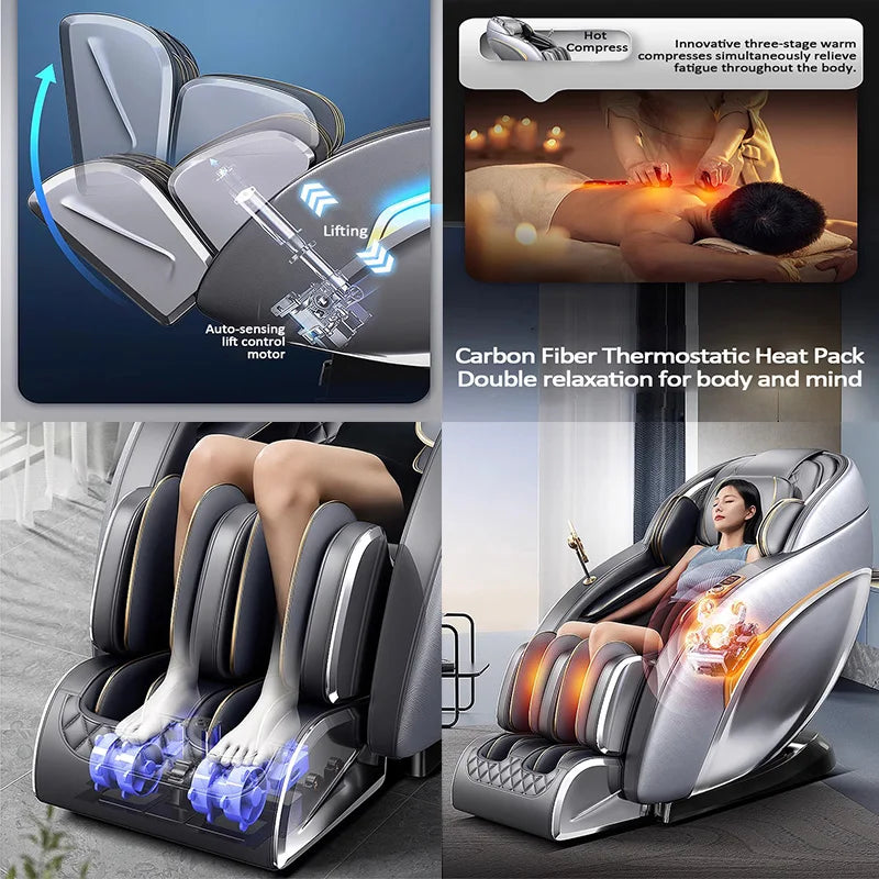 Massage Chair Full Body Zero Gravity 4D Shiatsu Massage Chair Massage Recliner Chair Heated with SL Track Bluetooth Speaker Foot