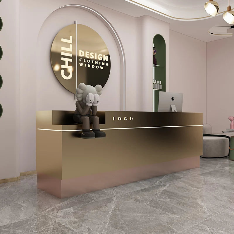 Shop Reception Counter Desk L Shaped Reception Desk Nail Salon Luxury Office Parental Advisory Comptoir De Caisse Bar Furniture