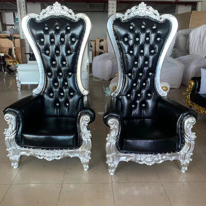 Black Leather Wedding Chairs For Wedding Luxury King Royal Throne Chair Banquet Events