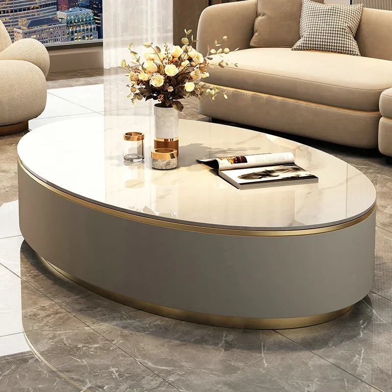 Oval Storage Coffee Table For Living Room Luxury Marble Nordic Coffee Table Modern Design Table Basse De Salon Home Furniture