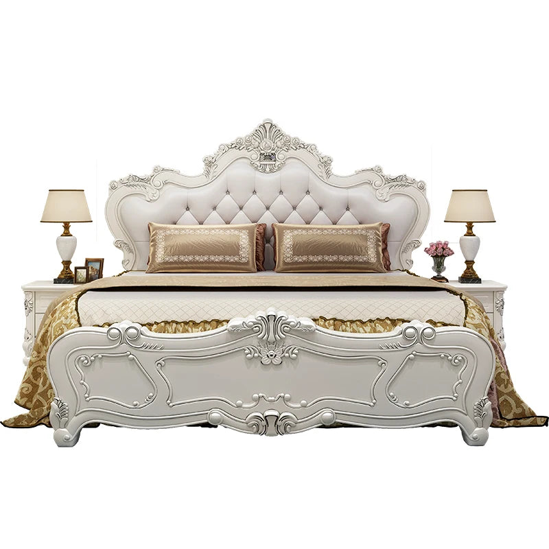 Royal Luxury Double Bed Nordic Modern Whitr Twin Frame Double Bed King Size Headboard Camas Matrimonial Bedroom Furniture