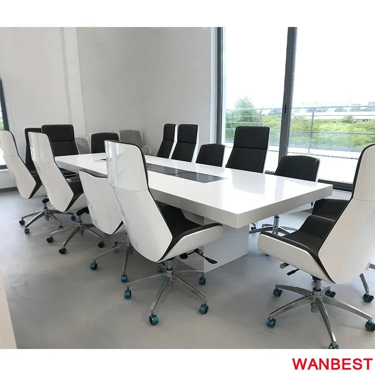 Hot Sale Portable Marble White Office Conference Room Furniture Negotiation Table For 10 Person