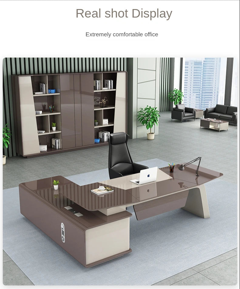 Luxury L Shaped Glass Desk Boss Office Desks Set Modern Office Furniture Commercial Executive Office Table Escritorios De Bureau