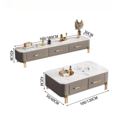 High White Gold TV Table Living Room Handles Cabinet Beige TV Table Wooden European Muebles Salon Moderno Home Furniture