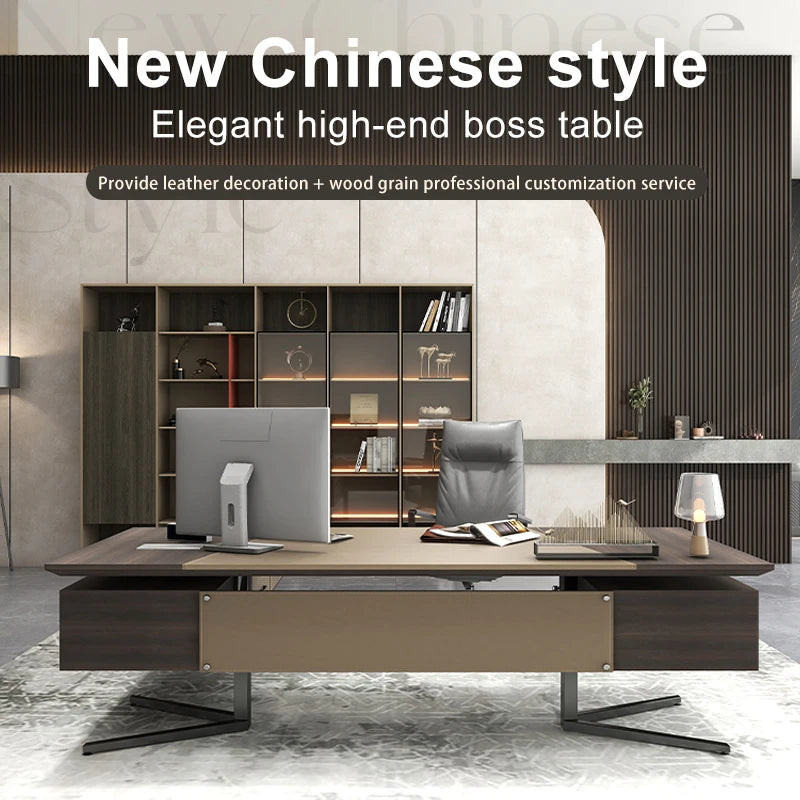 New Chinese-style Italian-style boss desk solid wood executive desk president desk chair chairman desk.