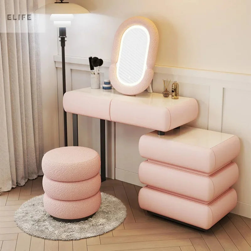 ELife vanity table pink multifunction kids corner placement mobile luxury dressers transportable kaptafel bedroom furniture