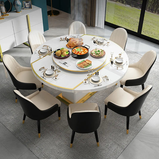 Modern Dining Table Set Extendable Round Hotel Luxury Kitchen Table Breakfast Chairs Conjuntos De Comedor Garden Furniture Sets