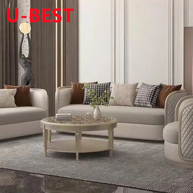 U-BEST 3 Seat Cafe Pure Sofa Set Armchair Sofa Cum Bed Wooden French Provincial Classic Luxury Curved Couch Sofa