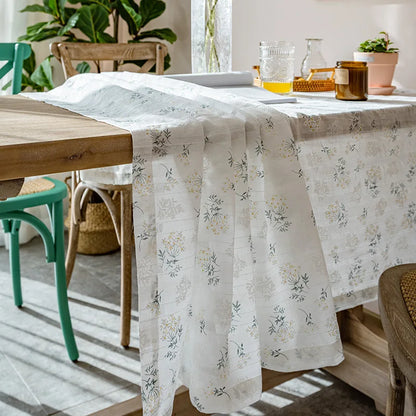 Daisy Tassels Cotton Floral Tablecloth