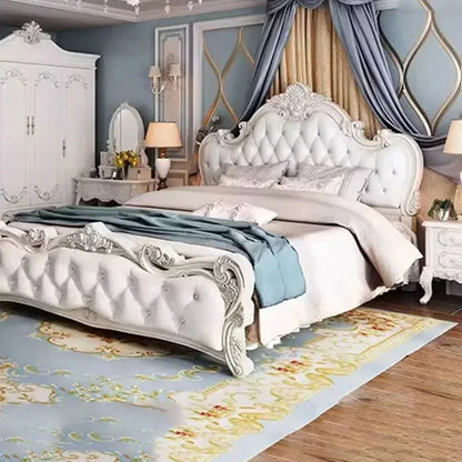 Luxury Queen Double Bed Modern King Headboard Frame Double Bed Girl Wood Sleeping  Bedroom Furniture