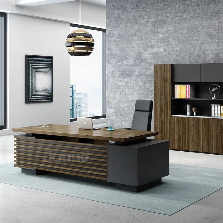 L Shape Design Office Manager Wooden Desk Furniture CEO Desk Black Computer Table Office Desks