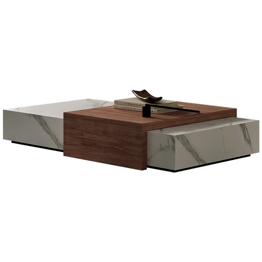 Italian Minimalist Slate Coffee Table Scandinavian Smoky Colour Wood Grain Living Room Home 130*80*36 CM New