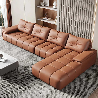 Leather Living Room Sofas Luxury European Modern Corner Sofa Comfortable Lounge Sofa Sala De Estar De Luxo Nordic Furniture