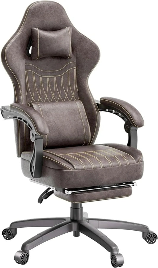 Office Chair Breathable PU Leather Gamer Chair With Pocket Spring Cushion, Ergonomic Computer Chair With Massage Lumbar Support,