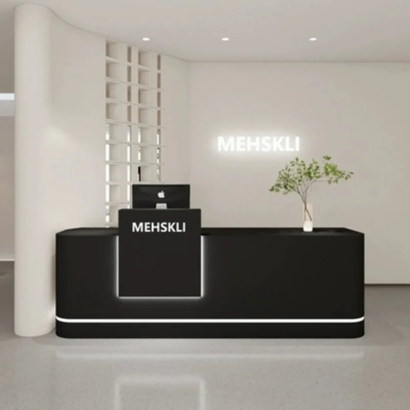 Minimalist Cashier Reception Desk Beauty Salon Table Store Curved Store Counter Mostrador Recepcion Beauty Salon Furniture