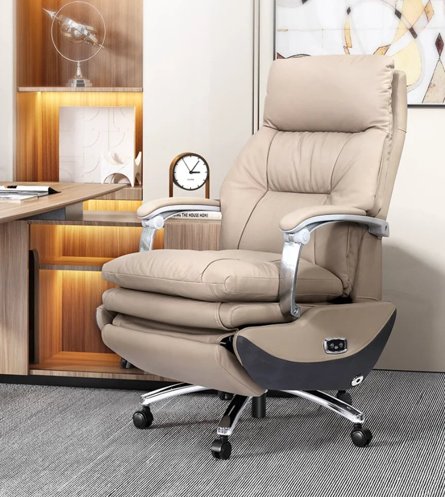 Boss chair Home top layer cowhide office computer chair Massage swivel chair ergonomics