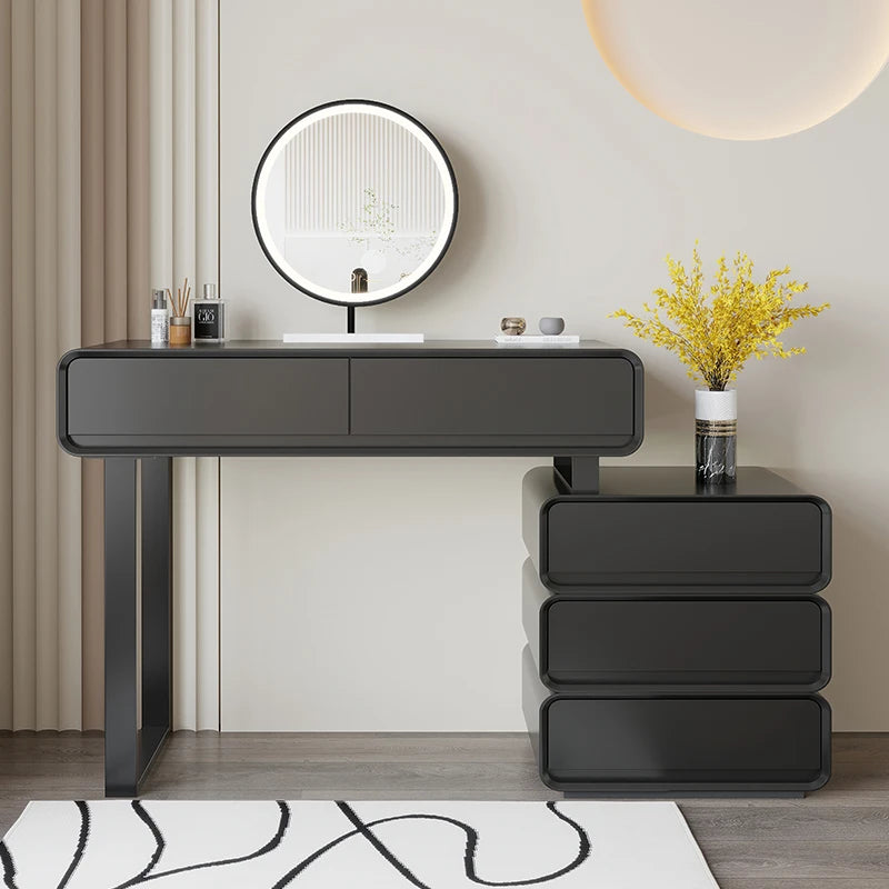 Black Girls Makeup Vanity Table Dresser Stand Drawer Mirror Makeup Table Women Bedroom Coiffeuse De Chambre Home Furniture