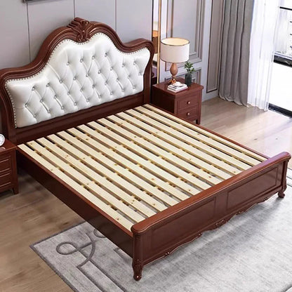 European Luxury Double Bed Wood Villa Storage Safe Headboard Twin Bed Frame King Size Sleeping Letto Matrimoniale Home Furniture