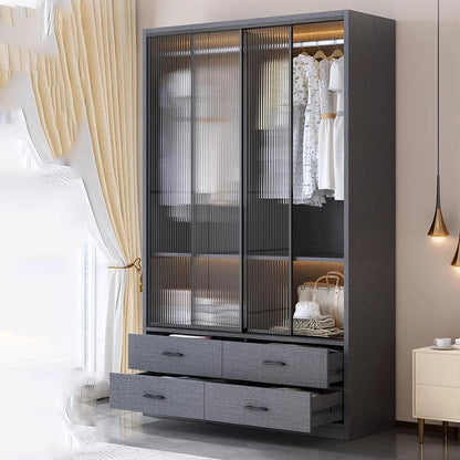 Mobile Luxury Wardrobes Organizer Clothing Rack Bathroom Plastic Glass Wardrobes Storage Glass Closets Abiertos Hotel Furniture