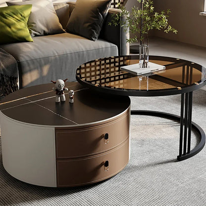 Living Room Storage Coffee Tables Luxury Round Wood Nordic Coffee Tables Design Modern Muebles Para El Hogar Home Furniture