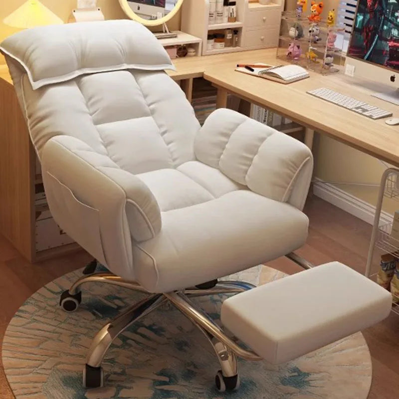 Fancy Rotating Relax Office Chair Low Price Design Comfy Computer Office Chair Cute White Modern Sandalye Salon Furniture