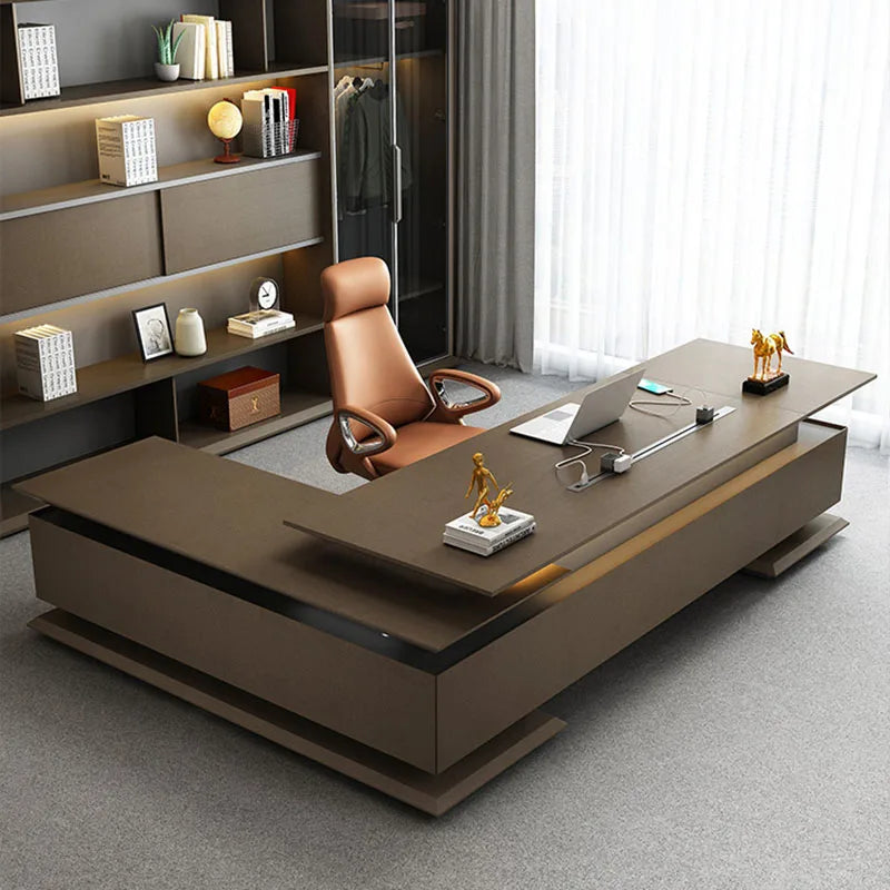 Luxury Drawers Office Desks L Shaped Storage Desktops Executive Organizer Computer Shelf Computer Mesas De Escritorio Furniture