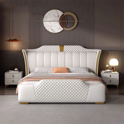 Luxury Queen Kids Double Bed Modern King High End Headboard Frame Double Bed Wood Sleeping Camas Matrimonial Bedroom Furniture