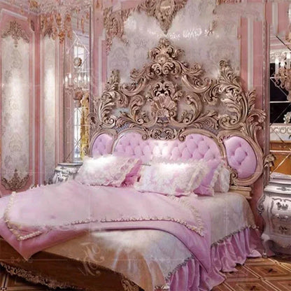 Modern Princess Bed Master Large Hand Carved Girl Bedding Queen Bed Double Luxury Floor Cama Matrimonial Nordic Furniture