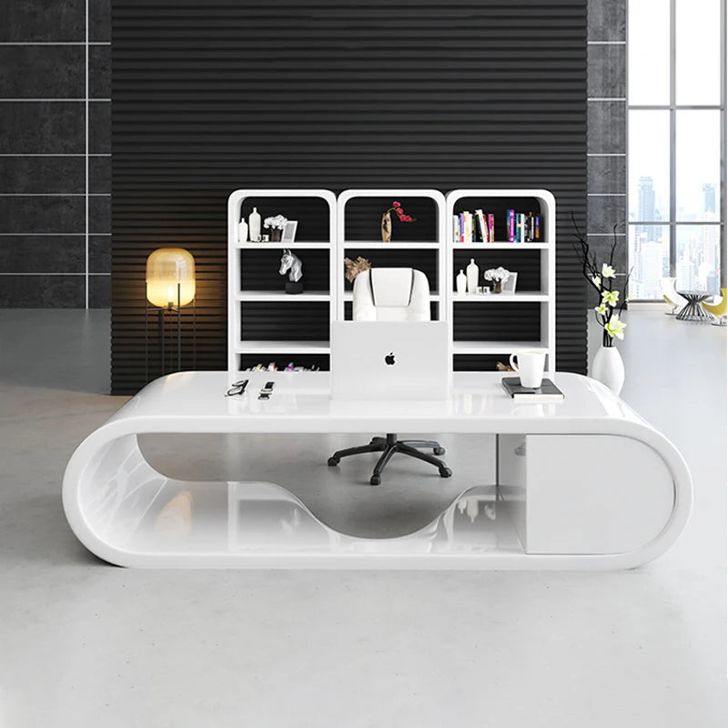 New Customize High End Modern Office Computer Table Luxury Design Manager Office Desk 49 Inch Curved Executive Table