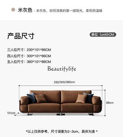 New Italian Style Full Leather Sofa Designer Model Light Luxury Large Apartment Soft Cushion Leather Furniture