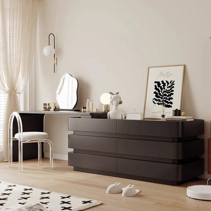 Blaxk Storage Dresser Make Up Mirror Aesthetic Modern Wooden Dressing Table Nordic 6 Drawer Penteadeira Furniture For Bedroom